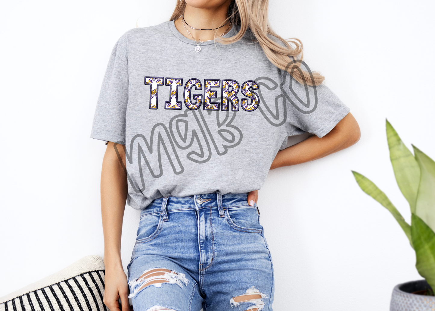faux embroidery tigers