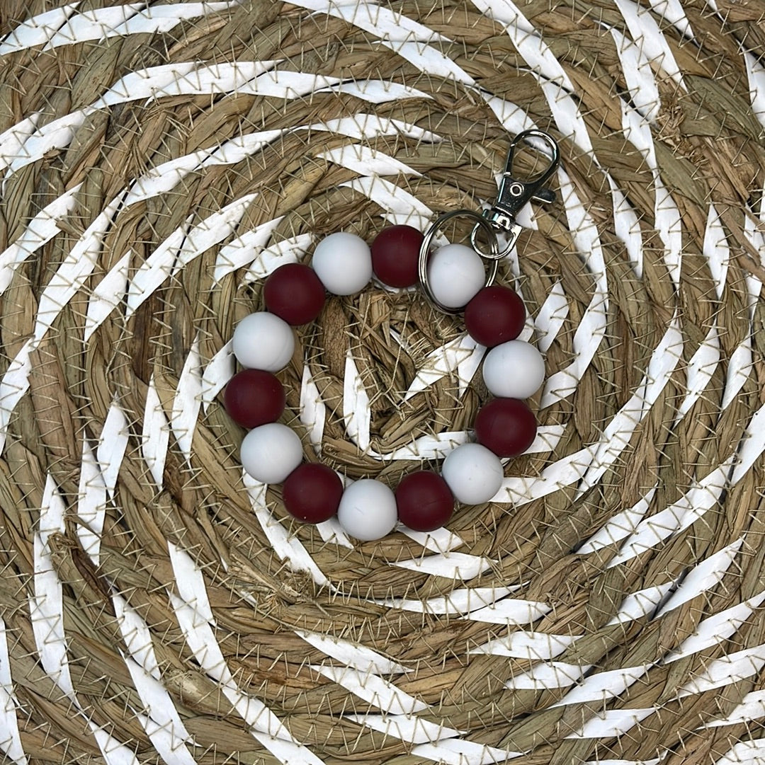 maroon wristlet keyring