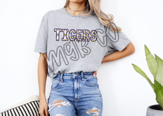 faux embroidery tigers
