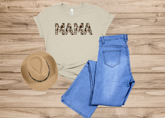 cowhide mama (sand) tee