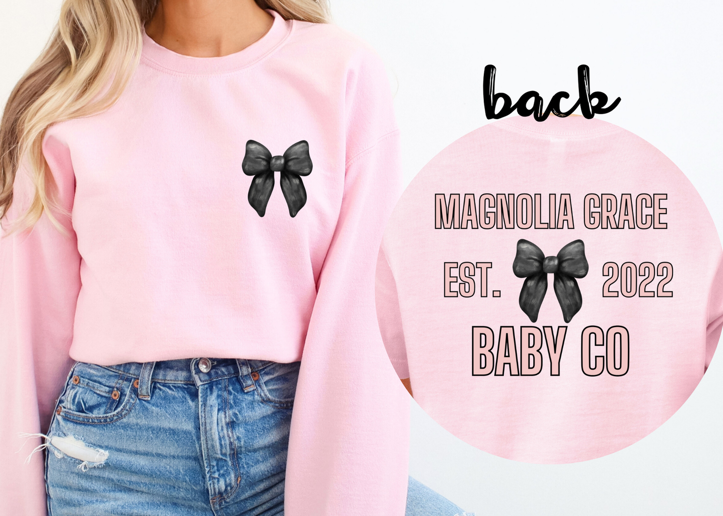 mgbaby bow (pink) crewneck