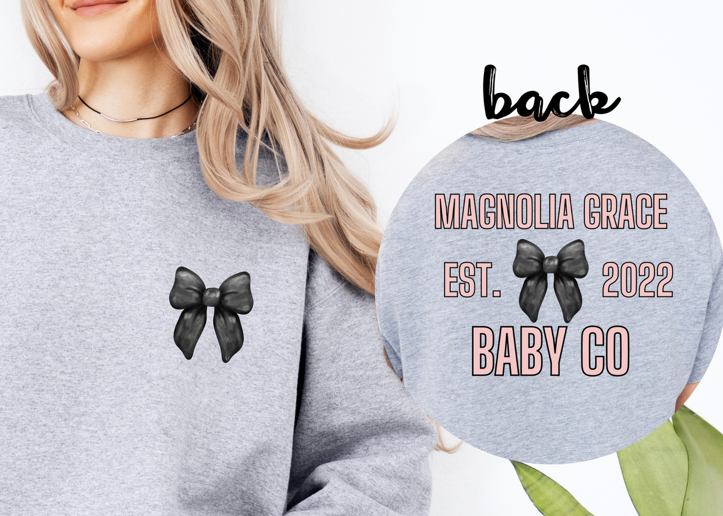 mgbaby bow (grey) crewneck