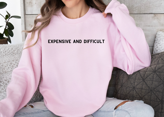 expensive and difficult (pink) crewneck