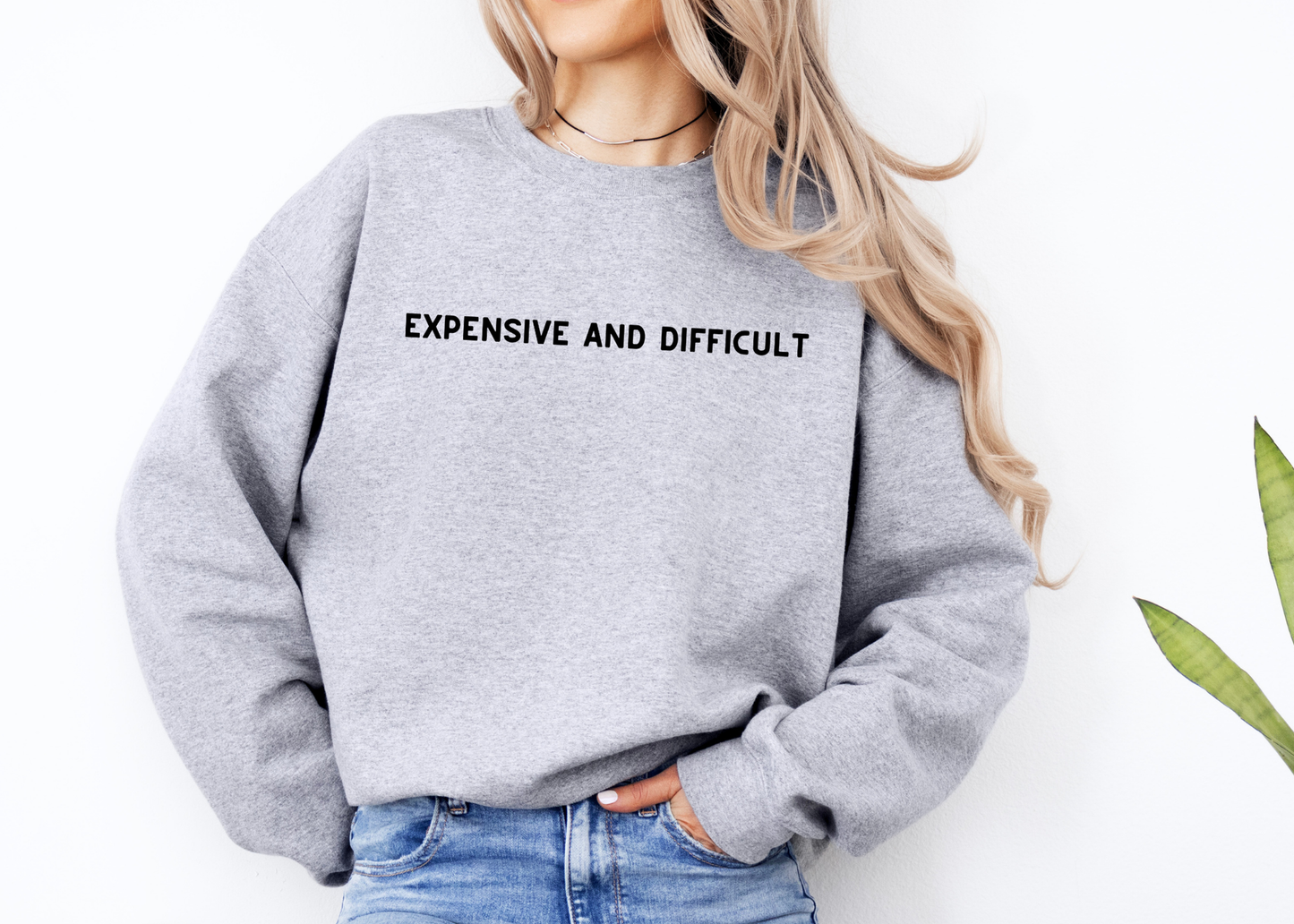 expensive and difficult (grey) crewneck