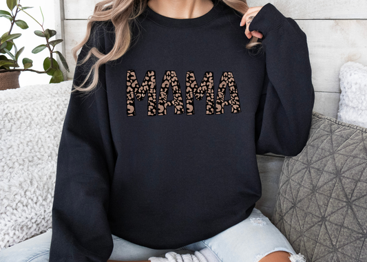 rose gold cheetah mama crewneck