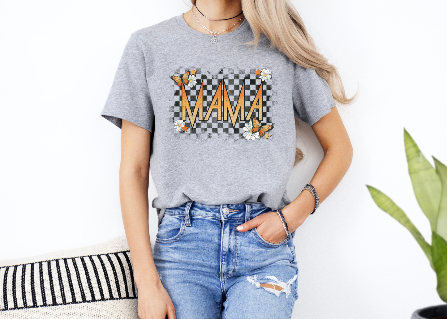 mama butterfly check tee