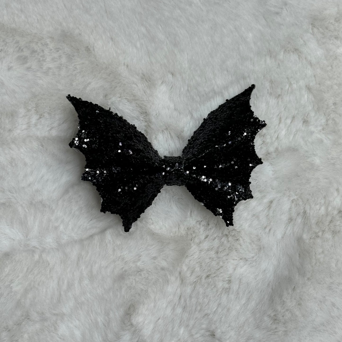 black glitter bat - leather clip