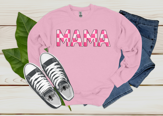 pink check mama - crewneck