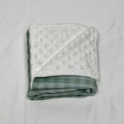 green gingham baby blanket