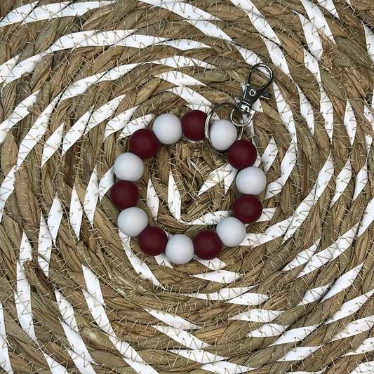 maroon wristlet keyring