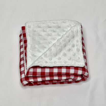 red gingham baby blanket