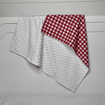 red gingham baby blanket