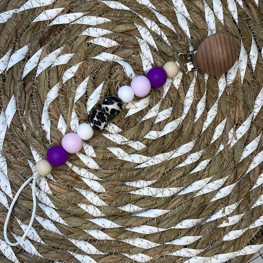 purple cheetah paci clip
