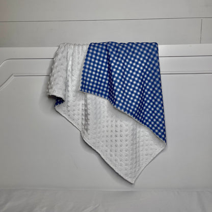 blue gingham baby blanket