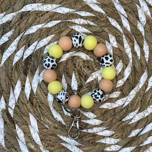 yellow cows wristlet keyring